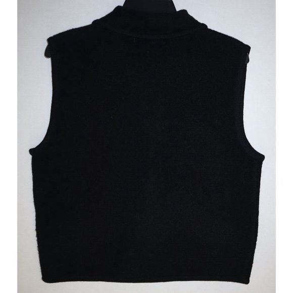 Lisa International Women Sz L Black Boiled Wool Vest w/Removable Faux Fur Collar - Picture 5 of 7